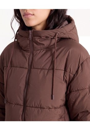 Chaqueta Bomber Acolchada Con Capota  Para Mujer Café Seven Seven