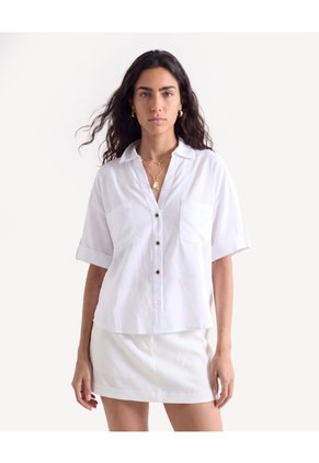 Blusa Camisera Guardapolvo  Para Mujer Crudo Seven Seven