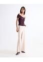 Pantalón Wide Leg Tiro Alto  Para Mujer Crema Seven Seven de Seven Seven