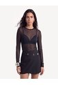 Camiseta Manga Larga Escote Redondo  Para Mujer Negro Seven Seven de Seven Seven