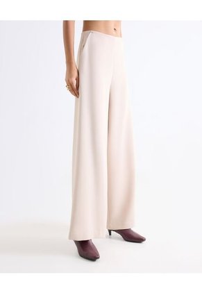 Pantalón Wide Leg Tiro Alto  Para Mujer Crema Seven Seven