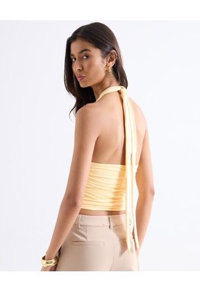 Top Halter Con Drapeado Fruncido  Para Mujer Blanco Seven Seven