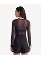Camiseta Manga Larga Escote Redondo  Para Mujer Negro Seven Seven de Seven Seven