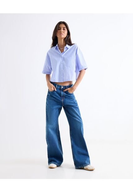 Jean Wide Leg Con Desgastes  Para Mujer Azul Seven Seven
