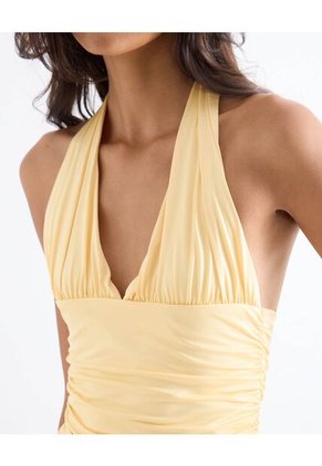 Top Halter Con Drapeado Fruncido  Para Mujer Blanco Seven Seven