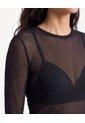 Camiseta Manga Larga Escote Redondo  Para Mujer Negro Seven Seven de Seven Seven