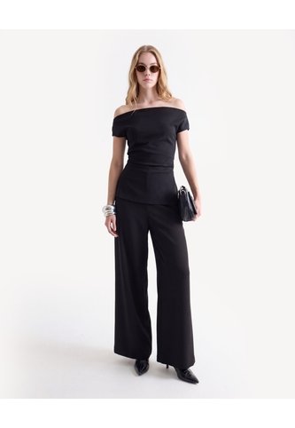 Blusa Con Prenses Y Aberturas  Para Mujer Negro Seven Seven Seven Seven