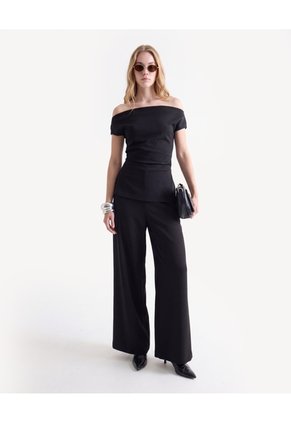 Blusa Con Prenses Y Aberturas Para Mujer Negro Seven Seven