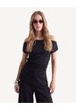 Blusa Con Prenses Y Aberturas  Para Mujer Negro Seven Seven de Seven Seven