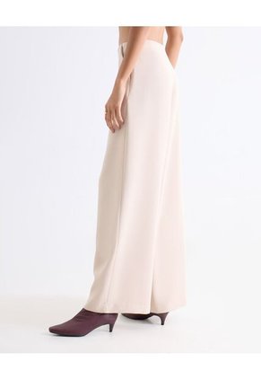 Pantalón Wide Leg Tiro Alto  Para Mujer Crema Seven Seven