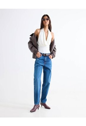 Body Drapeado Con Escote  Para Mujer Blanco Seven Seven