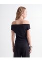 Blusa Con Prenses Y Aberturas  Para Mujer Negro Seven Seven de Seven Seven