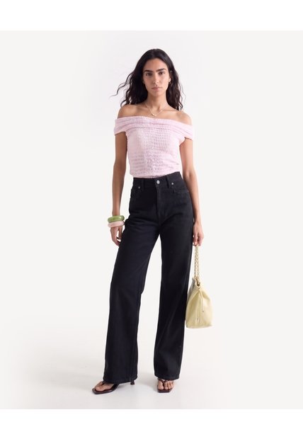 Camiseta Off Shoulder Texturizada  Para Mujer Lila Seven Seven