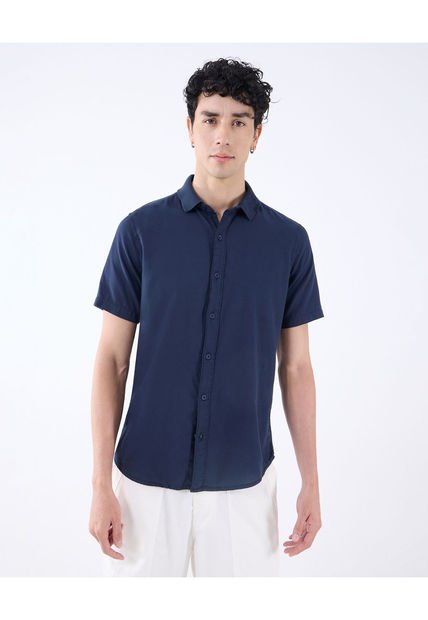 Camisa Para Hombre Manga Corta  Color Azul Oscuro Marca Seven Seven #45012030