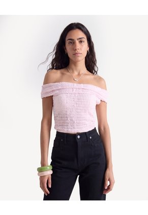Camiseta Off Shoulder Texturizada  Para Mujer Lila Seven Seven