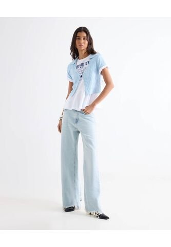Jean Wide Leg Ruedo Deshecho  Para Mujer Azul Seven Seven Seven Seven