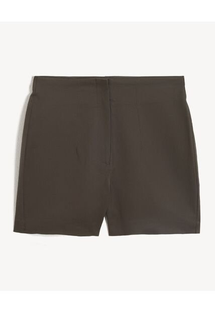 Short Tiro Alto Con Pinzas  Para Mujer Café Seven Seven