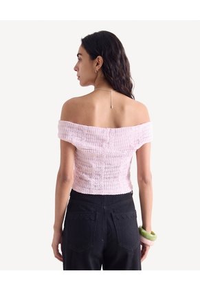 Camiseta Off Shoulder Texturizada  Para Mujer Lila Seven Seven