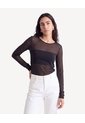 Camiseta Tipo Body En Mesh  Para Mujer Negro Seven Seven de Seven Seven