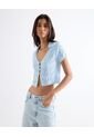 Camiseta Cuello V Corta  Para Mujer Azul Seven Seven de Seven Seven