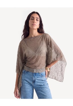 Camiseta Capa En Encaje  Para Mujer Verde Seven Seven