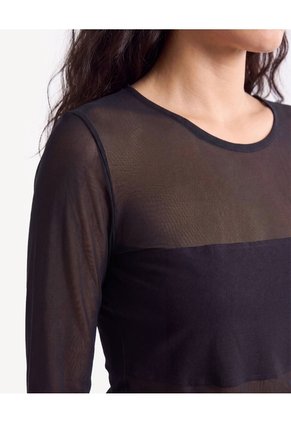 Camiseta Tipo Body En Mesh  Para Mujer Negro Seven Seven