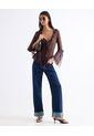 Blusa Malla Drapeada Boleros Frontales  Para Mujer Café Seven Seven de Seven Seven