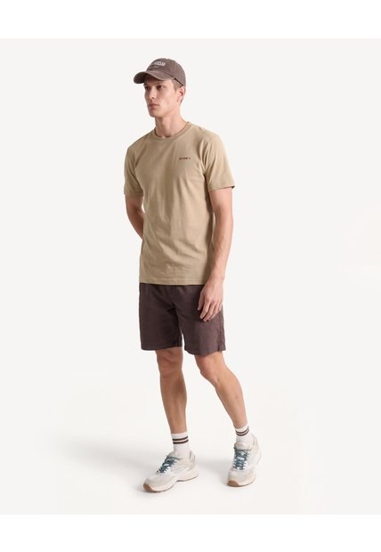 Camiseta Con Estampado Punto Suave  Para Hombre Camel Seven Seven