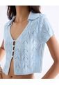 Camiseta Cuello V Corta  Para Mujer Azul Seven Seven de Seven Seven