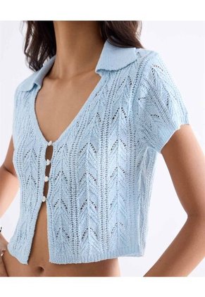 Camiseta Cuello V Corta  Para Mujer Azul Seven Seven