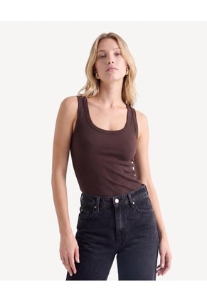Camiseta Tank Top  Para Mujer Café Seven Seven