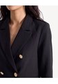 Blazer Corto Cruzado Con Solapa  Para Mujer Negro Seven Seven de Seven Seven