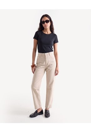 Jean Mom Tiro Alto Para Mujer Taupe Seven Seven