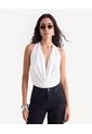 Camiseta Halter Escote Drapeado  Para Mujer Crudo Seven Seven de Seven Seven