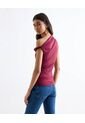 Camiseta Asimétrica Drapeada  Para Mujer Vino Seven Seven de Seven Seven