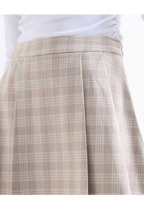 Falda Mini Tablonada Cuadros Para Mujer Crema Seven Seven