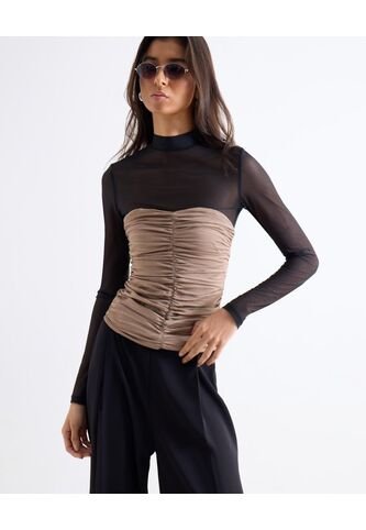 Blusa Strapless Con Torsión  Para Mujer Camel Seven Seven Seven Seven