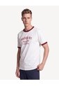 Camiseta Contraste Con Estampado Frontal  Para Hombre Crema Seven Seven de Seven Seven