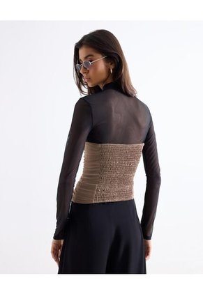 Blusa Strapless Con Torsión Para Mujer Camel Seven Seven