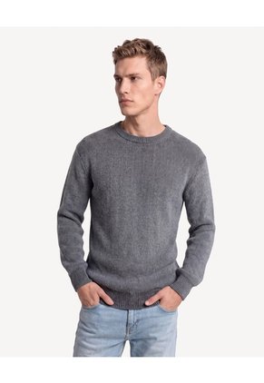 Saco Bicolor Tricot Acanalado  Para Hombre Negro Seven Seven