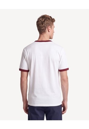 Camiseta Contraste Con Estampado Frontal  Para Hombre Crema Seven Seven