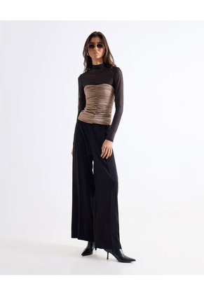 Blusa Strapless Con Torsión Para Mujer Camel Seven Seven