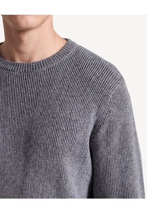 Saco Bicolor Tricot Acanalado  Para Hombre Negro Seven Seven