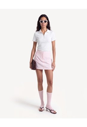 Skort Mini Textura Natural  Para Mujer Rosado Seven Seven