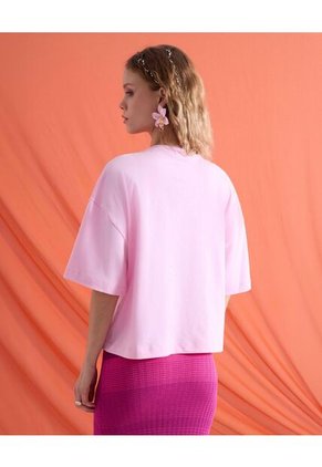 Camiseta  Para Mujer Manga Corta Cuello Redondo Color Rosa Marca Seven Seven #28098114