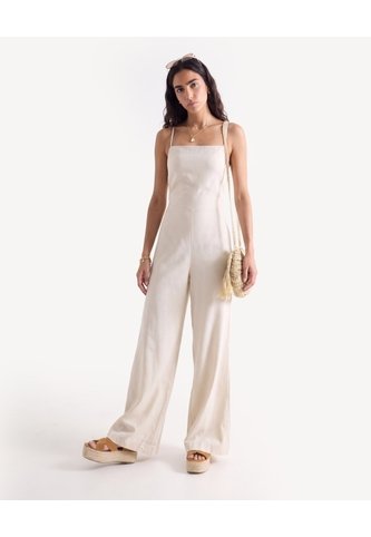 Enterizo Espalda Descubierta  Para Mujer Beige Seven Seven Seven Seven