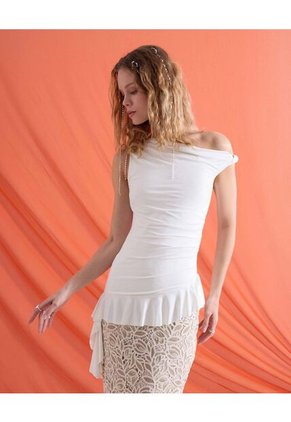 Camiseta Para Mujer Manga Corta Moda Color Marfil Marca Seven Seven #28098280