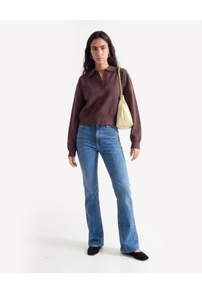 Saco Polo Escote En V Para Mujer Café Seven Seven