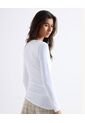 Camiseta Cuello Redondo Manga Larga  Para Mujer Blanco Seven Seven de Seven Seven