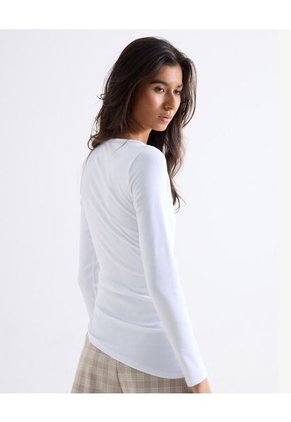 Camiseta Cuello Redondo Manga Larga  Para Mujer Blanco Seven Seven